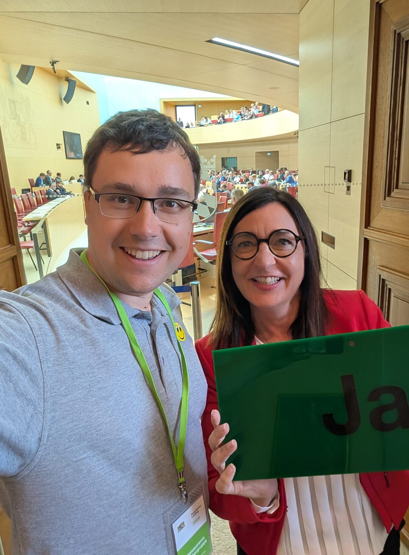 Pascal-Barbara-münchen Pascal Herbert mit Barbara Becker im Landtag in München
